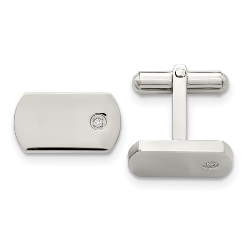 Chisel Stainless Steel Polished.03 Carat Diamond Cufflinks