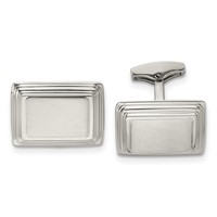 Chisel Stainless Steel Brushed and Polished Rectangle Cufflinks view 1