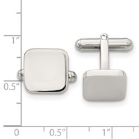 Chisel Stainless Steel Polished Rounded Square Cufflinks view 3