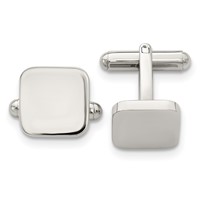 Chisel Stainless Steel Polished Rounded Square Cufflinks view 1