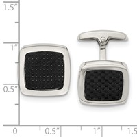 Chisel Stainless Steel Polished Black Carbon Fiber Inlay Rounded Square Cufflinks view 3