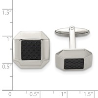 Chisel Stainless Steel Polished Black Carbon Fiber Inlay Cufflinks view 3