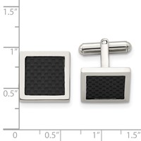 Chisel Stainless Steel Polished Black Carbon Fiber Inlay Square Cufflinks view 3