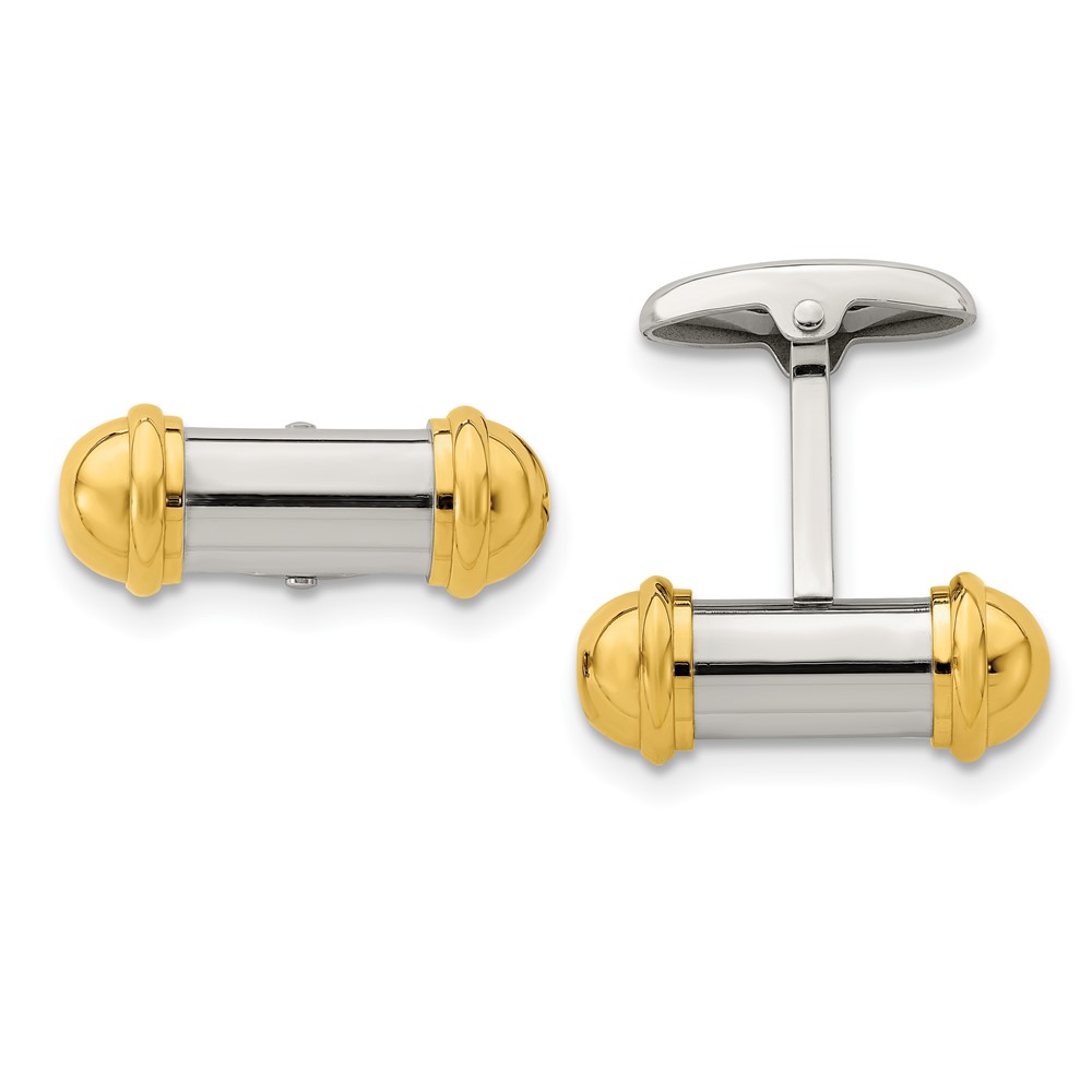 Chisel Stainless Steel Polished Yellow IP-plated Cufflinks