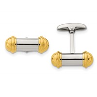 Chisel Stainless Steel Polished Yellow IP-plated Cufflinks view 1