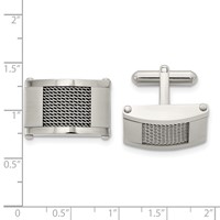 Chisel Stainless Steel Brushed and Polished with Wire Inlay Cufflinks view 3