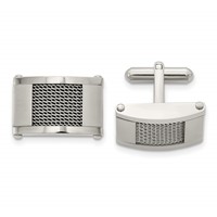 Chisel Stainless Steel Brushed and Polished with Wire Inlay Cufflinks view 1