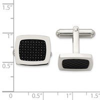 Chisel Stainless Steel Polished Black Carbon Fiber Inlay Cufflinks view 3