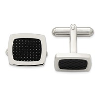 Chisel Stainless Steel Polished Black Carbon Fiber Inlay Cufflinks view 1