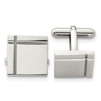 Chisel Stainless Steel Polished Square Cufflinks view 1