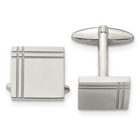 Chisel Stainless Steel Polished Square Cufflinks view 1