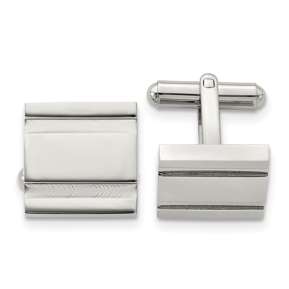 Chisel Stainless Steel Polished Square Cufflinks