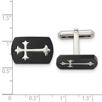 Chisel Stainless Steel Brushed and Polished Black IP-plated Cross Cufflinks view 3