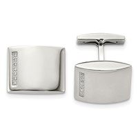 Chisel Stainless Steel Polished CZ Cufflinks view 1