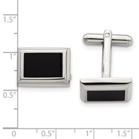 Chisel Stainless Steel Polished Black IP-plated Rectangle Cufflinks view 3