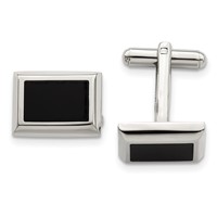 Chisel Stainless Steel Polished Black IP-plated Rectangle Cufflinks view 1