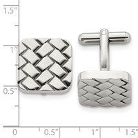 Chisel Stainless Steel Polished Weave Design Cufflinks view 3