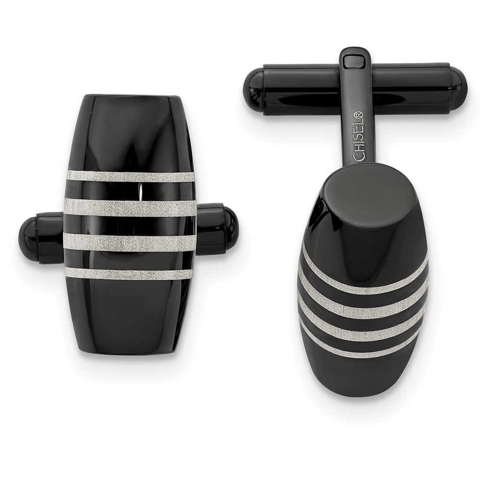 Chisel Stainless Steel Polished Black IP-plated Cufflinks