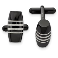 Chisel Stainless Steel Polished Black IP-plated Cufflinks view 1