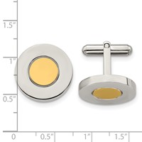 Chisel Stainless Steel Polished Yellow IP-plated Circle Cufflinks view 3