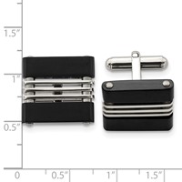Stainless Steel Brushed and Polished Black IP-plated Cufflinks view 3