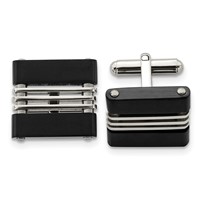 Stainless Steel Brushed and Polished Black IP-plated Cufflinks view 1