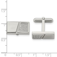 Stainless Steel Polished CZ Rectangle Cufflinks view 3