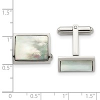 Chisel Stainless Steel Polished Mother of Pearl Cufflinks view 3