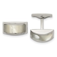 Chisel Stainless Steel Polished Mother of Pearl Cufflinks view 1