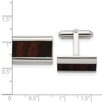 Chisel Stainless Steel Polished Black Koa Wood Inlay Rectangle Cufflinks view 3