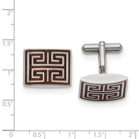 Chisel Stainless Steel Polished Koa Wood Inlay Rectangle Cufflinks view 3