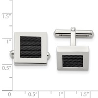 Chisel Stainless Steel Polished Black IP-plated Wire Square Cufflinks view 3