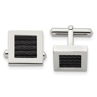 Chisel Stainless Steel Polished Black IP-plated Wire Square Cufflinks view 1