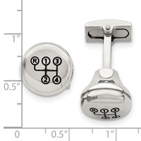 Chisel Stainless Steel Polished Enameled Stick Shift Design Cufflinks view 3