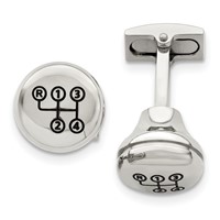 Chisel Stainless Steel Polished Enameled Stick Shift Design Cufflinks view 1
