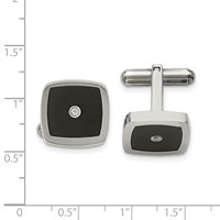 Chisel Stainless Steel Polished Enameled CZ Cufflinks view 3