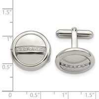 Stainless Steel Polished with CZ Circle Cufflinks view 3