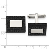 Stainless Steel Brushed and Polished Solid Carbon Fiber Square Cufflinks view 3