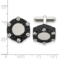Stainless Steel Brushed and Polished Solid Carbon Fiber Cufflinks view 3