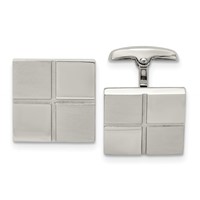 Chisel Stainless Steel Brushed and Polished Square Cufflinks view 1