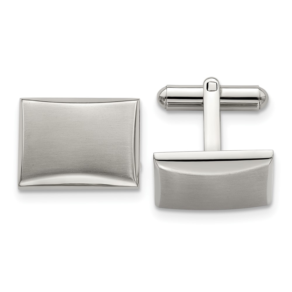Chisel Stainless Steel Brushed and Polished Rectangle Cufflinks