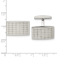 Chisel Stainless Steel Polished Laser Design Rectangle Cufflinks view 3