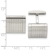 Stainless Steel Polished Laser Design Square Cufflinks view 3