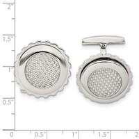 Stainless Steel Polished and Textured Round Cufflinks view 3
