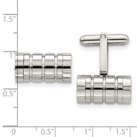 Chisel Stainless Steel Polished Grooved Cylinder Cufflinks view 3