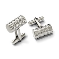 Chisel Stainless Steel Polished Grooved Cylinder Cufflinks view 4