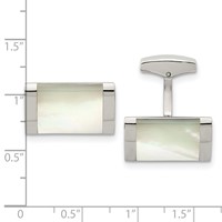 Chisel Stainless Steel Polished Mother of Pearl Rectangle Cufflinks view 3