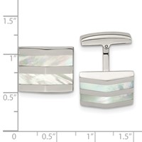 Chisel Stainless Steel Polished Mother of Pearl Square Cufflinks view 3