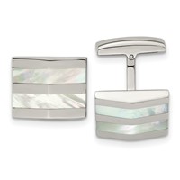 Chisel Stainless Steel Polished Mother of Pearl Square Cufflinks view 1
