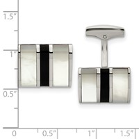 Chisel Stainless Steel Polished Mother of Pearl and Black Onyx Cufflinks view 2